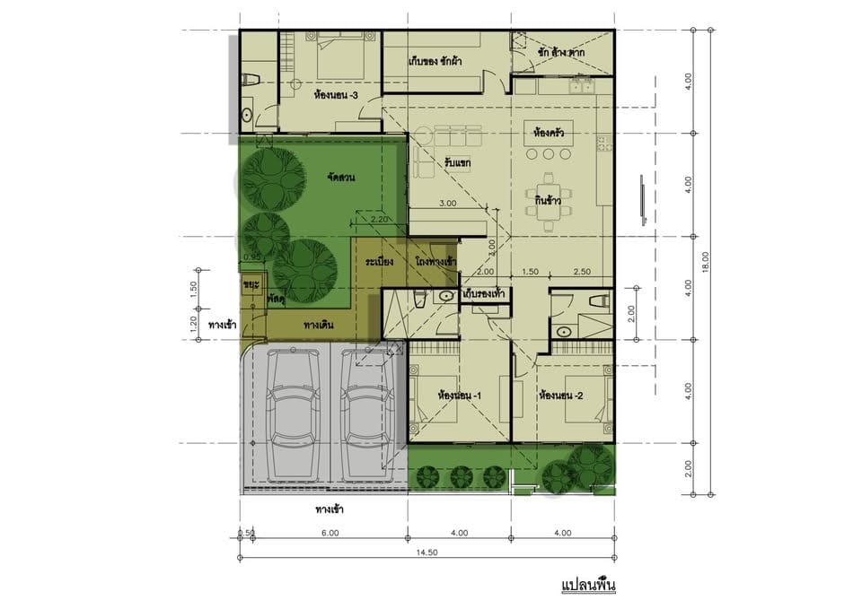 New Three-Bedroom House with Two-Car Carport — Manee Kram, Chalong 10