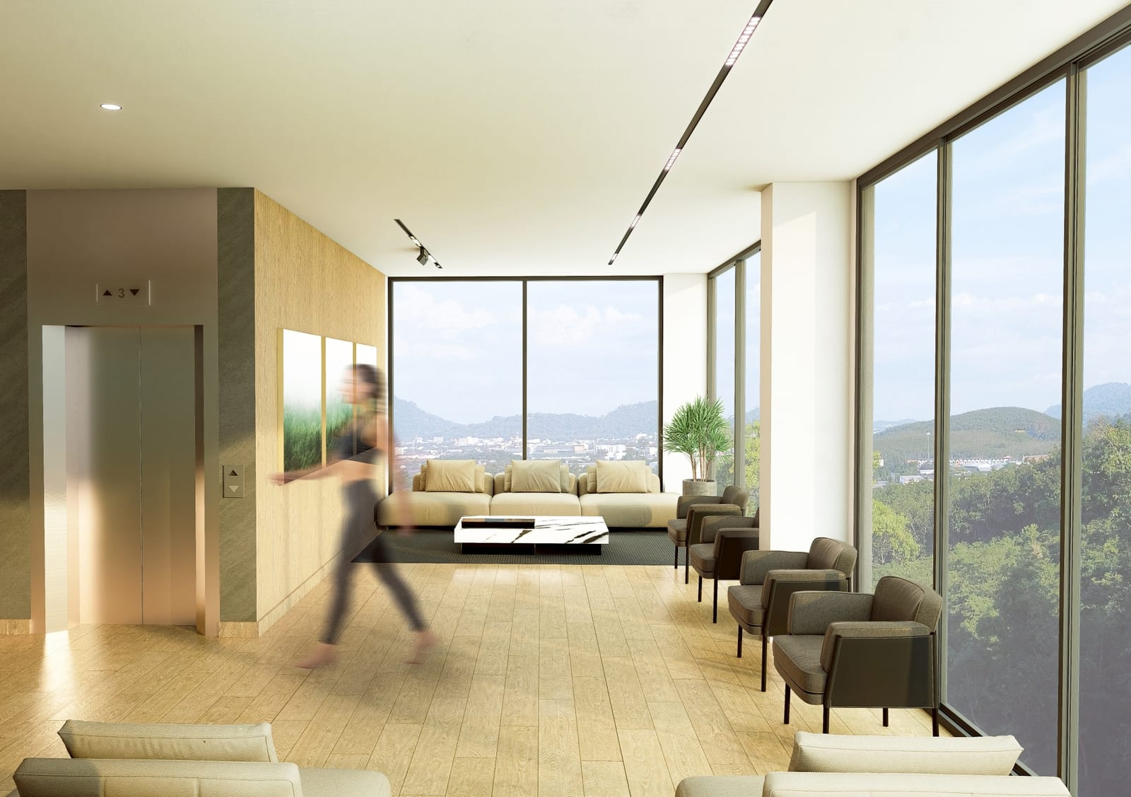 1-Bedroom Condominium for Sale in Chalong, Phuket — Co-working lounge with valley view at the clubhouse