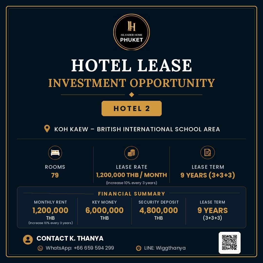 79-Room Hotel for Lease — Koh Kaew, British International School Area