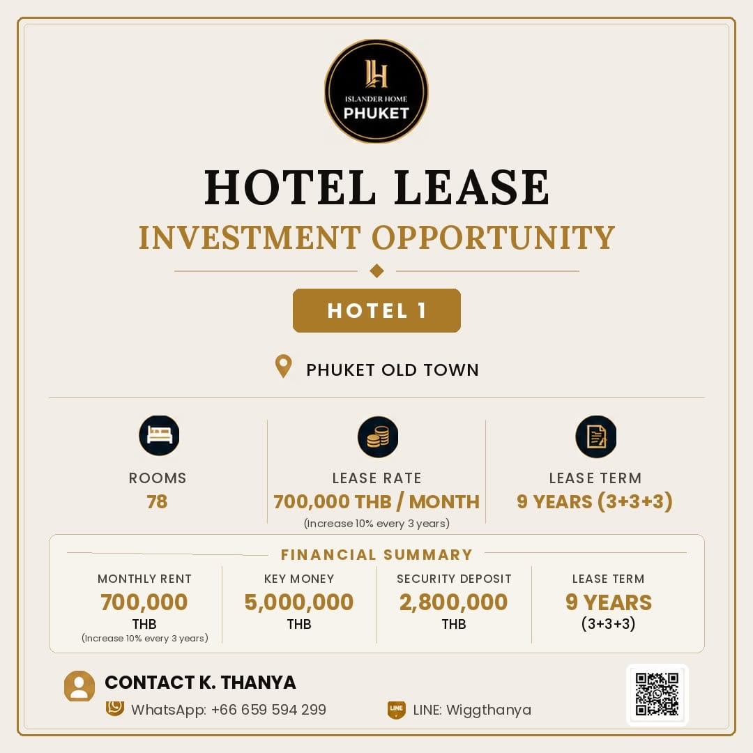 78-Room Hotel for Lease — Phuket Old Town